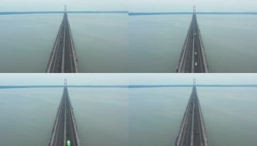 可以看到马杜拉海峡的苏拉马杜大桥高清在线视频素材下载