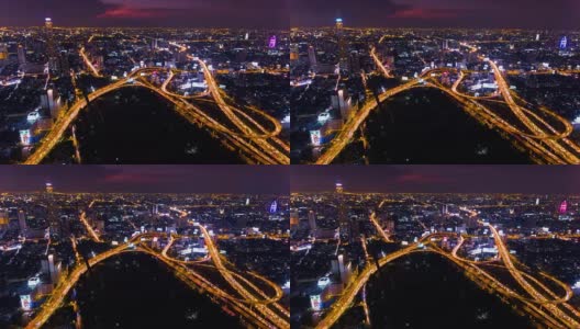 航拍:夜城时光流逝高清在线视频素材下载