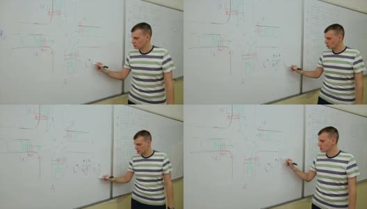 教授把公式写在黑板上，是一道数学题高清在线视频素材下载