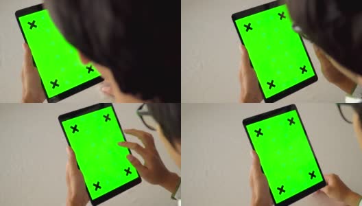 绿色屏幕的平板电脑商人高清在线视频素材下载