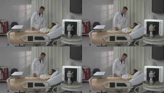 医生在查房时为病人提供咨询高清在线视频素材下载