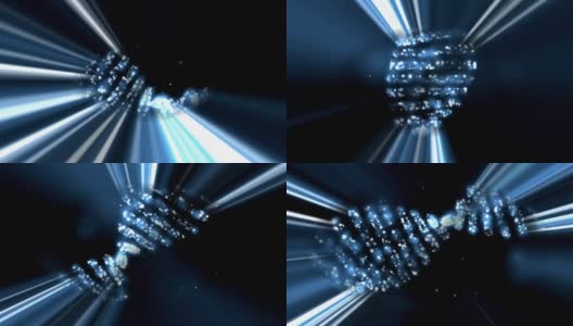 Dna螺旋旋转分子在蓝色背景高清在线视频素材下载