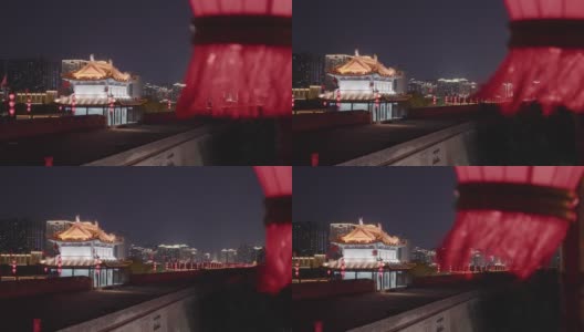 古城墙夜景/中国陕西西安高清在线视频素材下载