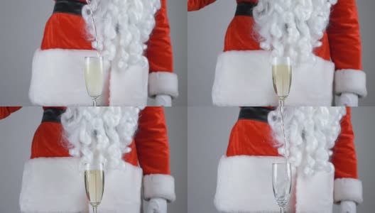 圣诞老人以50帧/秒的速度倒香槟高清在线视频素材下载