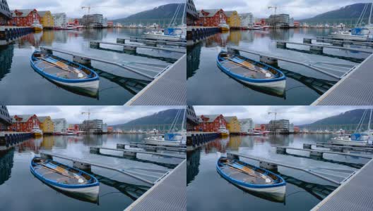 挪威北部特罗姆瑟的一个码头高清在线视频素材下载