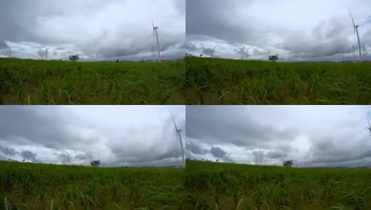 风车和草地的时间流逝高清在线视频素材下载