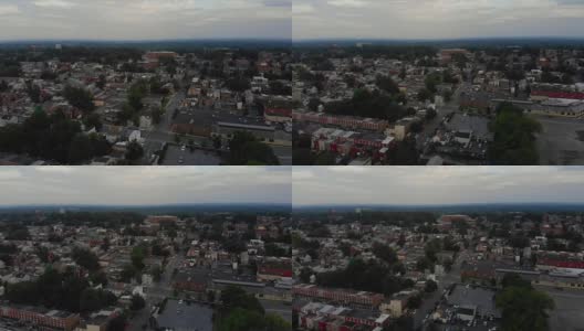 兰开斯特商业区的缓慢反转空中拍摄高清在线视频素材下载
