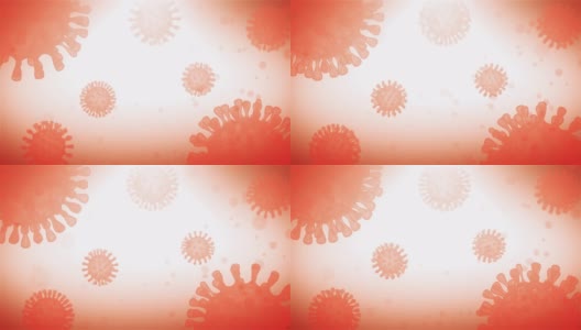 冠状病毒Covid-19病毒细胞感染导致疾病。肺炎病毒，H1N1, SARS，流感，细胞感染生物体，艾滋病。漂浮的流感病毒细胞背景的显微镜视图高清在线视频素材下载