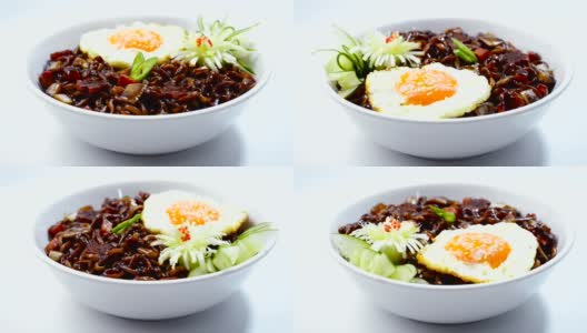 韩式黑面Jjajangmyeon豆豉煎蛋高清在线视频素材下载