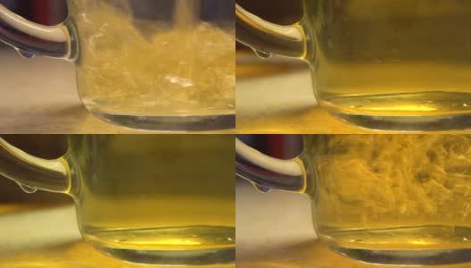 中国乌龙茶在透明玻璃杯中的水滴高清在线视频素材下载