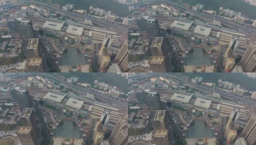 白天时间广州市中心火车站铁路交通公路航拍全景4k中国高清在线视频素材下载