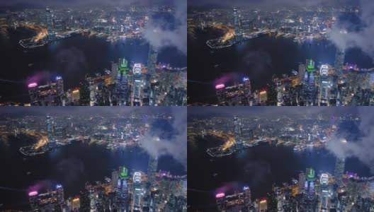 香港市区夜景鸟瞰图高清在线视频素材下载