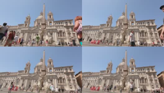 意大利罗马纳沃纳广场上的四河喷泉。桑特'Agnese在以前的高清在线视频素材下载