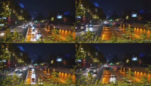 南京市中心城区夜景时间灯火通明，交通街道隧道市区全景4k中国高清在线视频素材下载