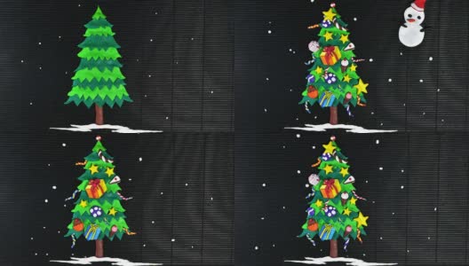 黏土动画雪人，圣诞节和雪花的时间间隔高清在线视频素材下载