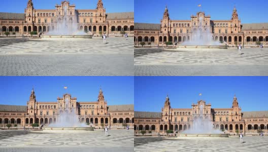 高清倾斜:西班牙广场西班牙广场在西班牙塞维利亚高清在线视频素材下载