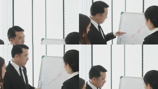 4K:亚洲商务会议在办公室高清在线视频素材下载