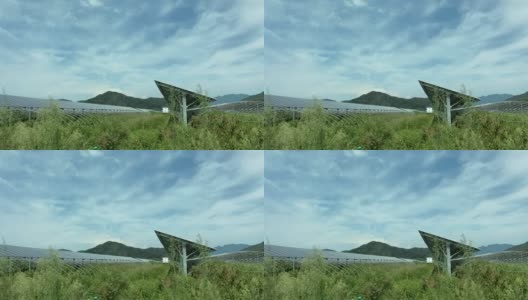 车窗外的太阳能发电厂高清在线视频素材下载