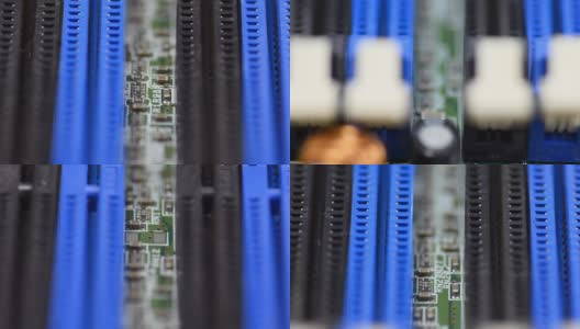 平移:RAM内存黑色和蓝色插槽高清在线视频素材下载