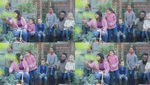 朋友和家人在社区花园高清在线视频素材下载