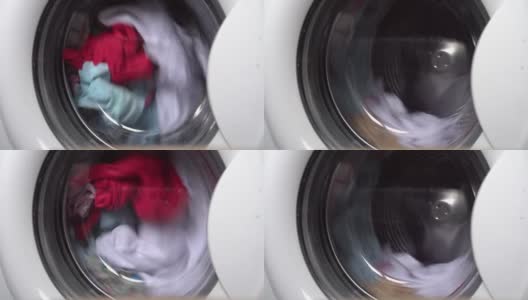 滚筒与洗衣机里的东西一起旋转高清在线视频素材下载