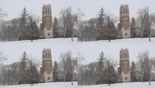 暴风雪袭击了密歇根州立大学高清在线视频素材下载