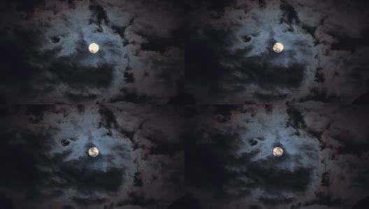 延时月亮 - Nacht_Mond_Wolken高清在线视频素材下载