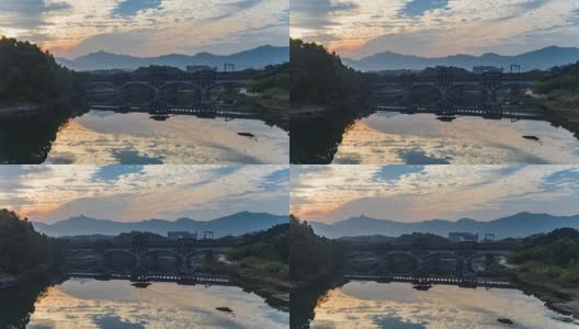 中国柳州，snjiang，风雨桥高清在线视频素材下载