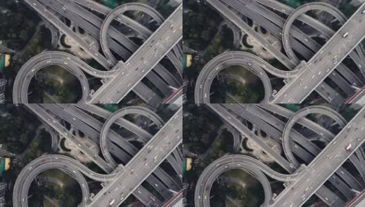 俯瞰复杂的天桥和繁忙的交通高清在线视频素材下载
