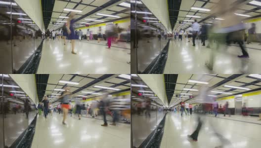 高清延时:旅客拥挤的香港地铁车站高清在线视频素材下载