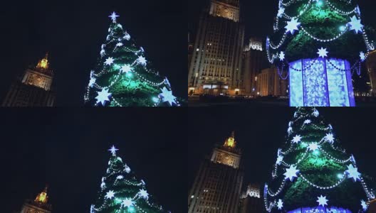 装饰圣诞树在莫斯科高清在线视频素材下载