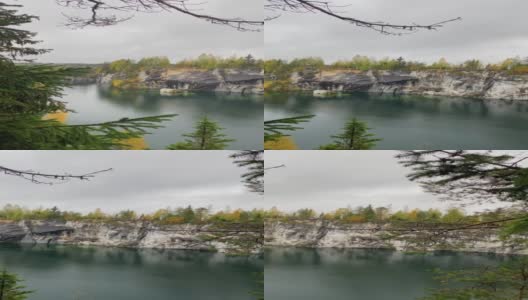 大理石峡谷和一个湖。高清在线视频素材下载