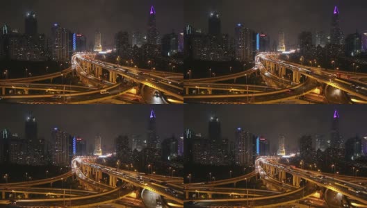 夜间上海高架路高清在线视频素材下载
