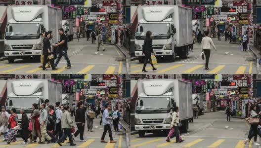 中国香港，2014年11月13日:中国香港市中心的交通和行人高清在线视频素材下载
