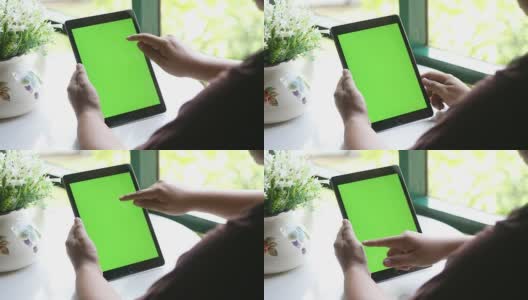 4K:iPad绿屏平板电脑用手一键放大高清在线视频素材下载