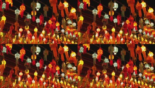 泰国哈旁猜佛寺的五彩灯饰高清在线视频素材下载