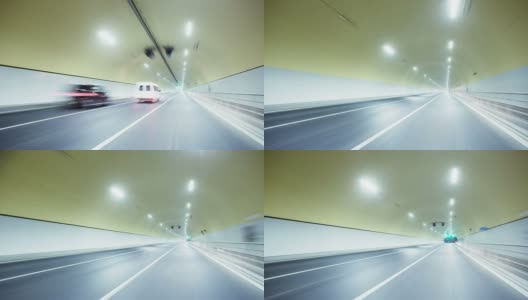 高速交通在现代城市道路隧道，时间流逝。高清在线视频素材下载