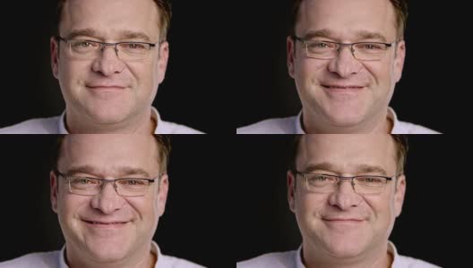 一个戴眼镜的白人男子的脸高清在线视频素材下载