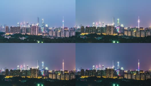 日落时分广州的城市景观和天际线。间隔拍摄高清在线视频素材下载