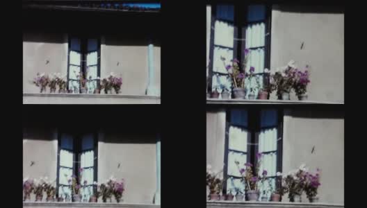 60年代瑞士卢塞恩的花阳台高清在线视频素材下载