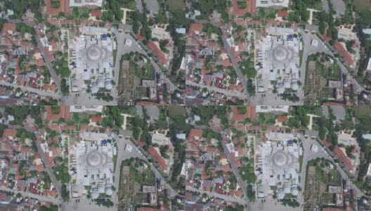 4k圣索菲亚大教堂和古伊斯坦布尔地区的顶角场景无人机镜头缩放镜头高清在线视频素材下载
