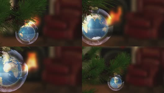 地球作为圣诞装饰品高清在线视频素材下载