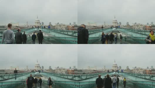 伦敦千禧桥和圣保罗大教堂(4K/超高清到高清)高清在线视频素材下载