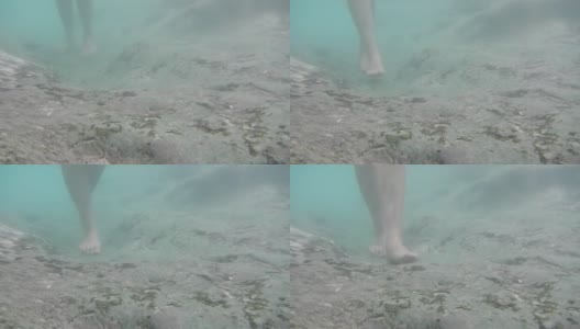 女人光着脚在水里走高清在线视频素材下载