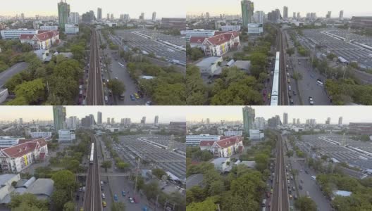 航拍:曼谷的交通运输系统高清在线视频素材下载