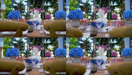 现代复古的婚礼餐桌装饰高清在线视频素材下载
