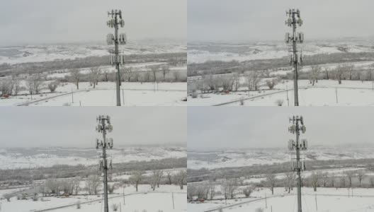 暴风雪中的5G基站可靠连接高清在线视频素材下载
