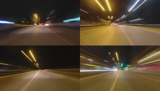 司机POV的4k超高清镜头的时间推移快动作，多光迹快速驾驶高清在线视频素材下载