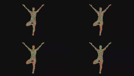 彩色瑜伽符号运动图形与夜间背景高清在线视频素材下载