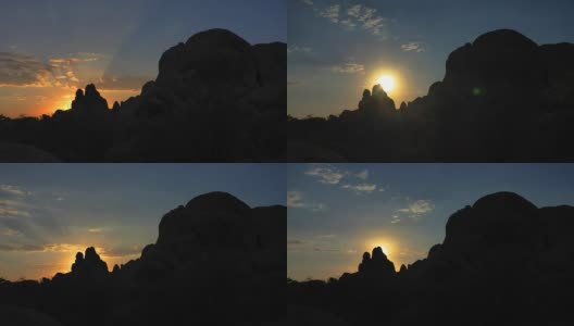 骷髅岩约书亚树国家公园清晨时光流逝高清在线视频素材下载